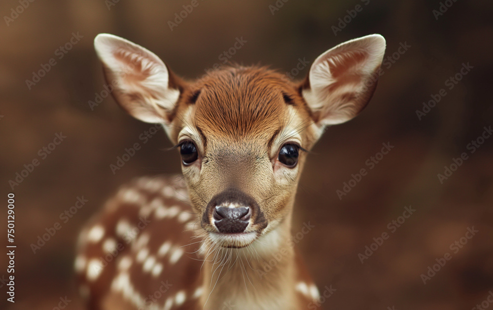 Wall mural cute baby deer face close up. generative ai