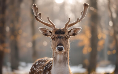 Deer front view close up. Generative AI