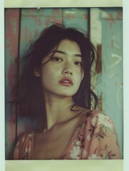 Vintage photos of beautiful Asian women from the past exude a nostalgic, old-school vibe with serene colors reminiscent of Polaroid images.