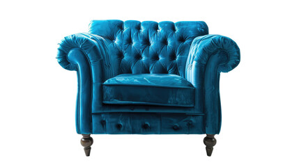 Blue Classic leather armchair white background.png