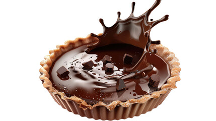  Chocolate Tart on a Plate Isolated on Transparent or White Background, PNG.png
