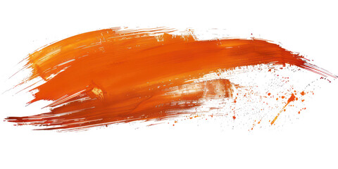 Orange ink brush stroke, Orange brush splashes isolated on transparent png.
