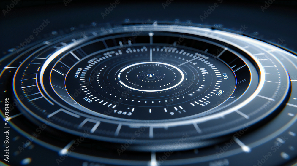 Aufkleber futuristic digital interface with abstract technology screen, green and blue data visualization and 