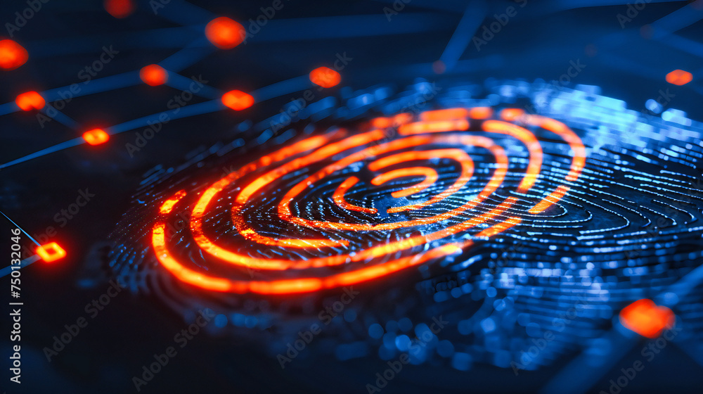 Aufkleber futuristic digital identification system: a security concept with fingerprint verification, symboliz
