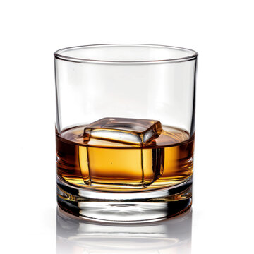 Glass of whiskey isolated on transparent png.