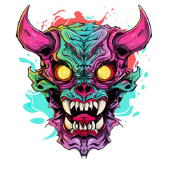 t-shirt design icon zombie buffalo mask logo cartoon character scary