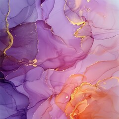 Natural luxury abstract fluid art executed in the alcohol ink technique. With its tender and dreamy aesthetic, this wallpaper boasts transparent waves and golden swirls, making it an excellent option 