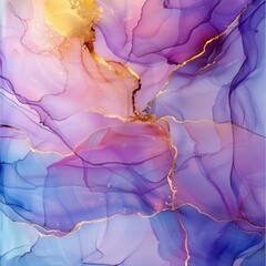 An elegant abstract fluid art piece crafted with the alcohol ink technique. This tender and dreamy wallpaper showcases transparent waves and golden swirls, making it perfect for posters.
