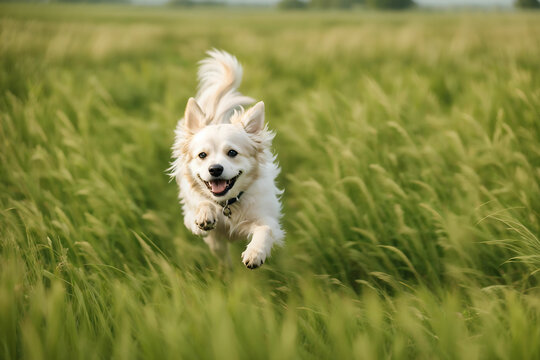 a dog running in the field. generative ai