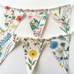 Springtime Banners Bunting flags with floral prints