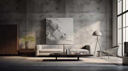 A modern living room with a statement lighting piece that creates a focal point