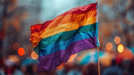 LGBT flag on blurred background. Ai generative