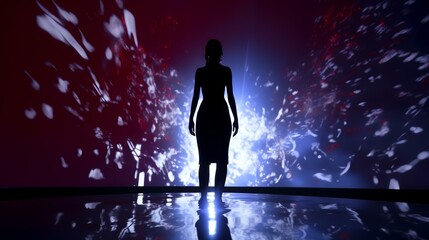 Fototapeta premium Silhouette of a person with a splash of water