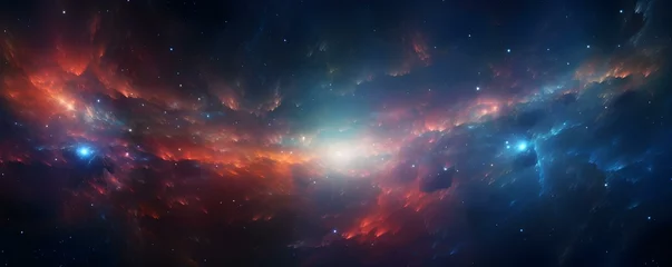 Fotobehang Creating an Immersive Space Background with Nebula Stars Using HDRI Spherical Panorama Projection. Concept Space Photography, Nebula Stars, HDRI Spherical Panorama, Immersive Background © Ян Заболотний