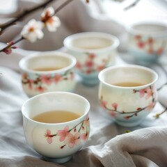 Cherry Blossom Tea Teacups with cherry blossoms