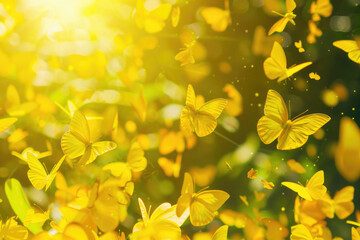 A cheerful and vibrant background filled with bright yellow butterflies