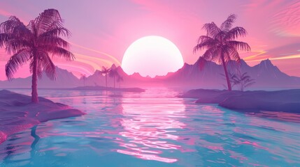 Abstract minimalist background inspired by vaporwave and retro-futurism concepts