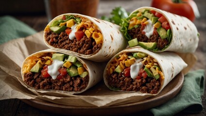 Garden Fresh Lavash Delight: Meat and Veggie Wrap in Lavash Bread