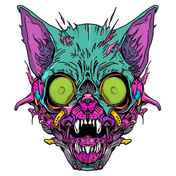 t-shirt design icon zombie cat mask logo cartoon character scary j