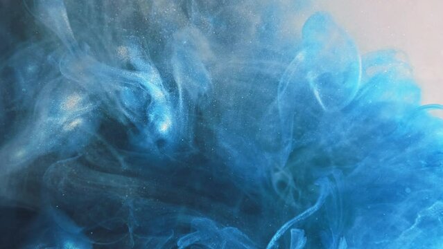 paint water ink splash glitter mist blue