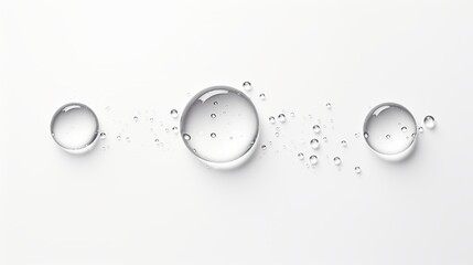 The essence of water droplets is captured against a white backdrop, portraying a simple yet powerful concept.