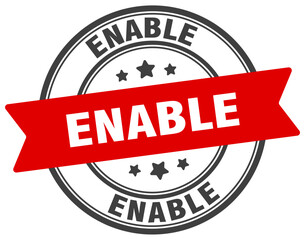 enable stamp. enable label on transparent background. round sign