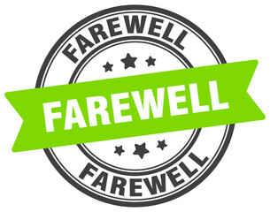 farewell stamp. farewell label on transparent background. round sign