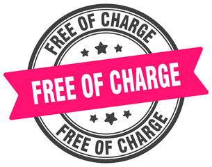 free of charge stamp. free of charge label on transparent background. round sign