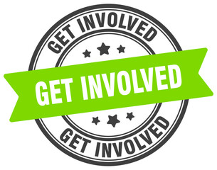 get involved stamp. get involved label on transparent background. round sign
