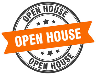 open house stamp. open house label on transparent background. round sign