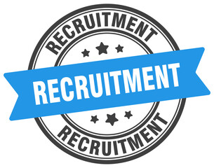 recruitment stamp. recruitment label on transparent background. round sign