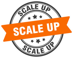 scale up stamp. scale up label on transparent background. round sign