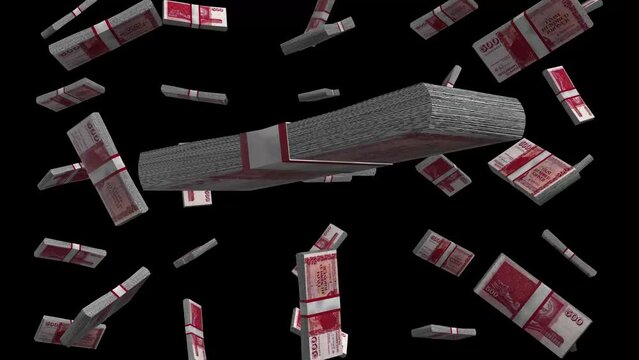 500 Icelandic Krona Banknote Falling Animation Black Background