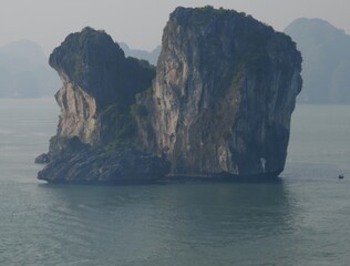 Limestone rock in the sea at Ha Long Bay Vietnam