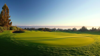 Fototapeta premium artificial intelligence generated image of a golf course with nice lights