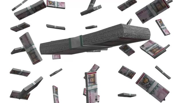 Danish krone Money 3D Falling Animation White Background