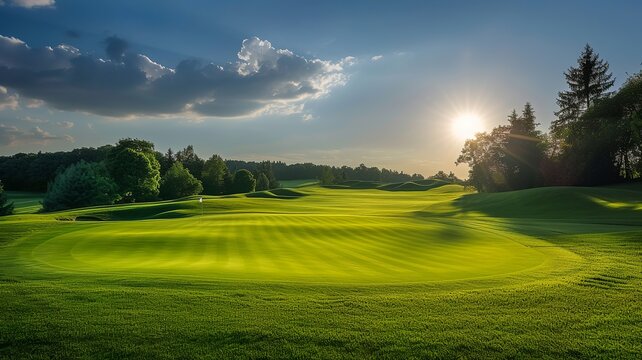 artificial intelligence generated image of a golf course with nice lights