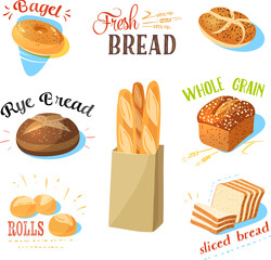 fresh bread vector illustration sticker 