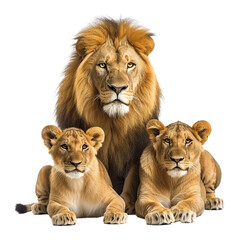  Lion family  isolated on white or transparent background