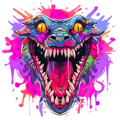 Fototapeta premium t-shirt design icon logo crocodile mask character scary transparent background good