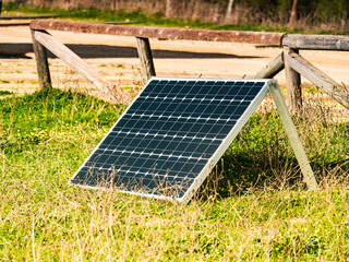 Portable solar photovoltaic panel outdoors