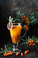Sea buckthorn tea. Hot healing berry drink for the winter and fall season