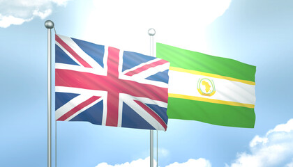 United Kingdom and African Union Flag Together A Concept of Realations