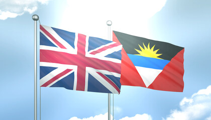 United Kingdom and Antigua Barbuda Flag Together A Concept of Realations