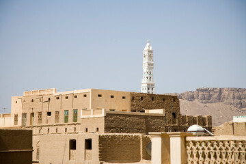 Fototapeta na wymiar Yemen Hadramaut city view on a sunny winter day