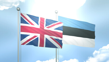 United Kingdom and Estonia Flag Together A Concept of Realations