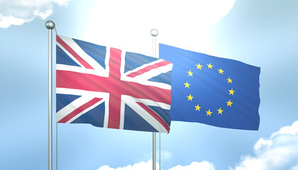 United Kingdom and European Union Flag Together A Concept of Realations