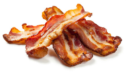 Gebratener Speck bacon isoliert auf weißen Hintergrund, Freisteller 