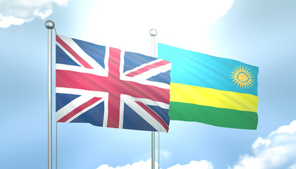 United Kingdom and Rwanda Flag Together A Concept of Realations