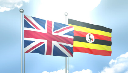 United Kingdom and Uganda Flag Together A Concept of Realations